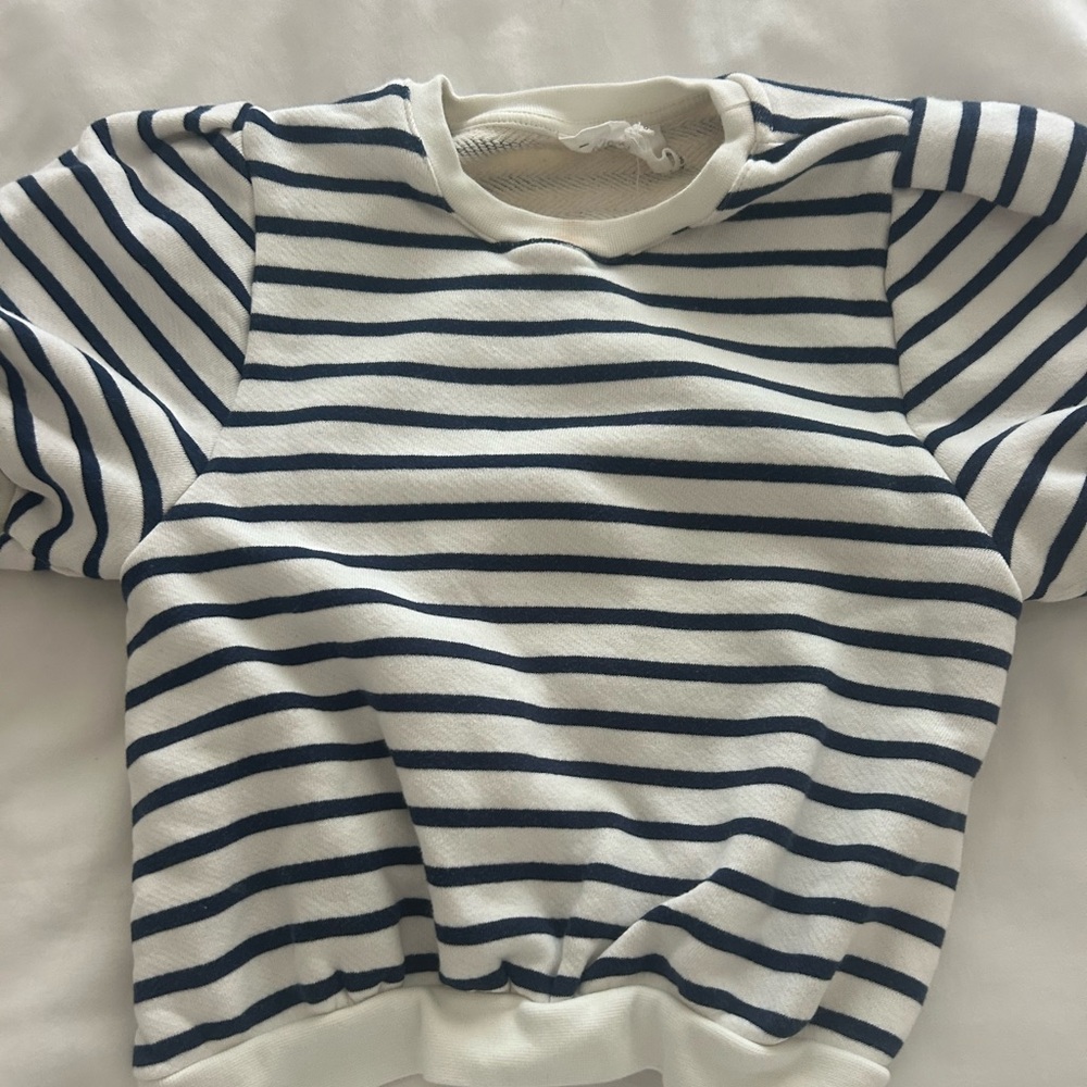 ba&sh White and Blue Striped Top